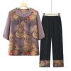Ropa de verano para mujeres de mediana edad y mayores, traje de mujer, camiseta de verano de abuela, camisa pequeña Guofeng para mamá, ropa para señora mayor