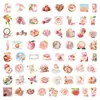 65 piezas de pegatinas rosadas de durazno fresco a base de sal, pegatinas de material para agenda estilo coreano ins para chicas, postre de durazno