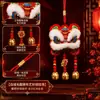 Guochao León Despertando Campana Bolsa de la Suerte Colgante Decoración Colgante de Puerta de Año Nuevo Bordado Afelpado Suministros Festivos Colgante Adorno Colgante Carrillón de Viento Colgante