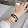 Pulsera de doble bucle para pareja de labradorita y obsidiana, nuevo anillo auspicioso de nube corriendo estilo chino, pulsera de lujo ligero