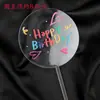 Placa Redonda Decorativa de Acrílico para Bolo Inglês Assar Aniversário Onda Ponto Acrílico Transparente Plug-in Feliz Aniversário