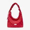 Bolsa de lona com poá de grande capacidade e estilo descontraído para mulheres, bolsa tote para o dia a dia, bolsa transversal de ombro casual de nicho estilo coreano