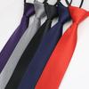 Corbata de hombre coreana azul zafiro color sólido perezosa 5CM versión estrecha monocromática cremallera estampado a mano alzada
