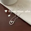 Diseño Ins Estilo Coreano Joyería de Plata Personalizada Plata de Ley S925 Collar Sencillo Retorcido Corazón Hueco Versátil y de Alta Gama