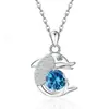 Comercio Exterior Transfronterizo Plata de Ley S925 Amazon Nuevo Modelo Delfín de Piedra Natal Doce Completo de Diamante Colgante Collar Simple Versátil
