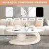 Mesa de centro ovalada con tapa de losa de roca, mesa minimalista popular para sala de estar en casa, mesa de centro de moda estilo nórdico para espacios pequeños