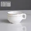 Conjunto de Xícaras de Café de Cerâmica Estilo Europeu, Pequena Xícara de Chá com Leite de Cerâmica Luxuosa com Borda Dourada, Xícara de Café Estilo Americano de Hotel com Logo