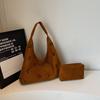 Bolso Estilo Universitario para Mujer Versátil Casual Hueco Tote Suede Mate Bolso de Hombro Bolso de Axila para Viajes de Mujer