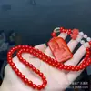 Pulsera de Cinabrio Crudo, Pulsera de Cuentas Rojas de Arena Roja de Múltiples Círculos, Collar, Cuentas de Cinabrio, Cuentas Budistas, Suministro para Transmisión en Vivo