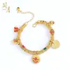 Pulsera de Wei Xue Mismo Estilo Oro Arena Esmalte Amarillo Dios de la Riqueza Xiao Pang Fu Envuelto Pulsera Femenina Guofeng Cinco Vías Dios de la Riqueza Pulsera Nuevo Estilo Chino