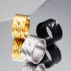 Novo Ano Novo Hot-Selling Tendência Aço Titânio 12mm Largura Textura Martelada Anel Personalizado para Homens e Mulheres, Fonte Dropshipping