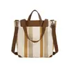 Bolsa Tote de Lona Listrada Color Block de Nicho Transfronteiriça para Mulheres, Nova Moda Primavera 2026 Bolsa de Ombro e Transversal de Grande Capacidade