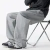 Calças casuais masculinas com caimento solto, novo estilo de designer primavera/outono 2026, nicho de perna larga, corte reto, moletom de modelagem ampla