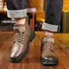 Zapatos de Algodón de Caña Alta para Hombre en Invierno, Nuevas Botas Cálidas de Terciopelo Engrosado, Botas de Nieve Casuales para Exteriores, Zapatos de Algodón de Cuero para Adultos Mayores