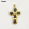 Wt-P2045 Más Vendido Clásico Cruz Turquesa Rojo Jade Amatista Piedra Chapado en Oro de 18 Quilates Accesorios de Collar Colgante