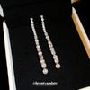 Pendientes de perlas con borlas de circonita y aguja de plata, pendientes sencillos de moda que combinan con todo, pendientes de diseño de nicho para mujer, lujo ligero, sentido de alta gama