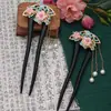 Grampo de Cabelo Floral Retro de Liga Metálica Estilo Chinês para Mulheres, Grampo de Cabelo Qipao Estilo Chinês Tradicional com Franjas, Acessório de Alto Padrão Estilo Antigo