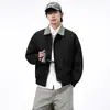 Jaqueta Nova de Outono 2025 Leve de Luxo Cor Contrastante Cor Sólida Jaqueta com Lapela Roupa de Trabalho Masculina Jaqueta Casual para Exterior Roupa Masculina