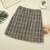 Saia Xadrez Estilo Tweed Roupas Coreanas Dongdaemun Saia de Cintura Alta Efeito Emagrecedor Tweed Popular Saia Curta 2276