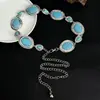 Cadena de Cintura Turquesa Estilo Bohemio, Cadena de Cintura Retro de Metal Incrustado de Nicho, Accesorio de Cintura Moderno y Versátil