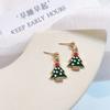 Pendientes navideños de plata 925 con diseño de Papá Noel, alce y campana, de aleación, con gotas de aceite.