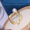 Accesorios de bricolaje S925 plata esterlina moda elegante anillo de perla soporte vacío apertura de anillo ajustable soporte de anillo semiacabado