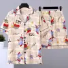 Pijama de Verano Fino de Manga Corta para Hombre, Cárdigan, Diseño de Dibujos Animados Tallas Grandes, Conjunto Casual de Ropa de Casa Juvenil para Hombre