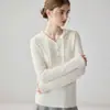 Suéter de Cachemira 2026 Otoño/Invierno Nuevo para Mujer de Manga Larga Botonado Camisa Base Suéter Jersey Elegante Holgado Adelgazante