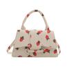 Bolsa Transversal Quadrada Pequena Estilo Fresco com Estampa de Morango Feminina 2024 Nova Moda Bolsa de Mão Bolsa de Ombro Transfronteiriça