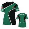 Camiseta Masculina Estampada com Bandeira do Emblema Nacional Mexicano 3D Verão 2024 Moda Streetwear Top Camiseta
