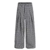 Pantalones de cuadros tridimensionales plisados estilo retro americano old money de pierna ancha para hombres y mujeres, pantalones casuales rectos holgados y relajados