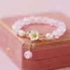 Nuevo pulsera de cristal con flor caliente femenina cristal rosa Flor de Sol pulsera para hermanas amigas estudiante pulsera Margarita