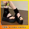 Sandalias de Plataforma Gruesa de Moda para Mujeres Petite que Aumentan la Altura, Slip-On con Faldas, Nuevas Sandalias Romanas Retro de Verano 2026