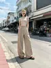 Suministro Exclusivo Transfronterizo de Pantalones Anchos de Cintura Elástica con Rayas Verticales Blancas y Negras para Mujer, Estilo Delgado de Primavera y Verano, Pantalones Casuales Sueltos y con Caída