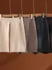 Novedad Otoño/Invierno 100% Lana Pura Tejidos Cortos Mujer Cintura Alta Adelgazantes Versátiles Casuales Sueltos Costilla Vertical Pantalones Pierna Ancha