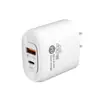 Cargador Rápido de 25W con Patrón de Rayo 1 Puerto Pd + 1 Puerto Usb Cabezal Cargador para Teléfono Móvil 5V2A12W Cargador de Pared para Viaje Venta al por Mayor