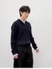 Direto da Fábrica Minimalista Artístico Moderno Falso Duas Peças Tricô Suéter de Ponto Trançado Moda Harajuku Preguiçoso Versátil Estilo Japonês