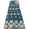 Estilo Étnico Planta Floral Bordado 3D Tecido de Algodão Vazado Roupas Femininas Africanas Tecido Bordado para Banquete Tissu