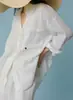 Camisa Blanca "Relajada" para Mujer, Nuevo Estilo 2026 Blusa Casual de Lino de Manga Larga