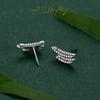 Pendientes de plata s925 con líneas geométricas para mujer, estilo coreano, sencillos, ligeros, de lujo, con diamantes, estilo Hong Kong, elegantes joyas para las orejas de celebridades de Internet.