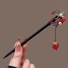 Nueva Horquilla con Borla en Forma de U Rosa Roja Chinoiserie para Mujer, Horquilla de Gama Alta, Artefacto, Horquilla para Falda Cara de Caballo, Accesorios para el Cabello, Tocado
