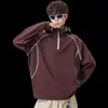 Camiseta de manga larga con media cremallera de punto gofrado para pareja joven, para ciclismo al aire libre para mujer, primavera y otoño 2026, nuevo corte holgado
