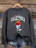 Sudadera con Estampado de Letras Rapper Bear Los Angeles para Mujer, Holgada, Cuello Redondo, Streetwear, Hip-Hop, Sudadera