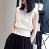 Suéter fino sin mangas con aberturas elegante de estilo francés para mujer, top de seda helada de color sólido corto de estilo occidental a la moda de verano para todo tipo de partidos