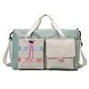 Nueva bolsa de fitness de color de contraste con doble bolsillo, bolsa de equipaje portátil con separación de húmedo y seco, bolsa de almacenamiento de gran capacidad para viajes, logotipo imprimible