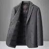 Traje Casual para Hombre Otoño e Invierno 2025 Lujo Ligero Negocios Chaqueta de Lana de un Solo Botón para Hombres Jóvenes y de Mediana Edad con Forro de Plumas de Ganso para Calidez