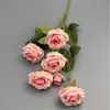 Flores Artificiales Transfronterizas 6 Cabezas Rosa Melocotón Flores Artificiales Multicolor Fantasía Guía de Camino de Boda Rosas Artificiales