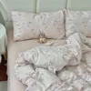 (Geral) Algodão de Grau A Materno e Infantil Fio Duplo Conjunto de Quatro Peças para Cama Capa de Edredom Simples de Algodão para Dormir Nu Conjunto de Três Peças para Dormitório