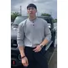 Camisa tipo polo, cuello Henley, camiseta de manga larga, unisex, adecuada para primavera y otoño, diseño de patchwork deconstruido, corte holgado, hombro normal, camiseta básica