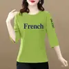 Camiseta de moda de manga tres cuartos de marca para comercio exterior transfronterizo, para madres, mujeres de mediana edad y mayores, tallas grandes